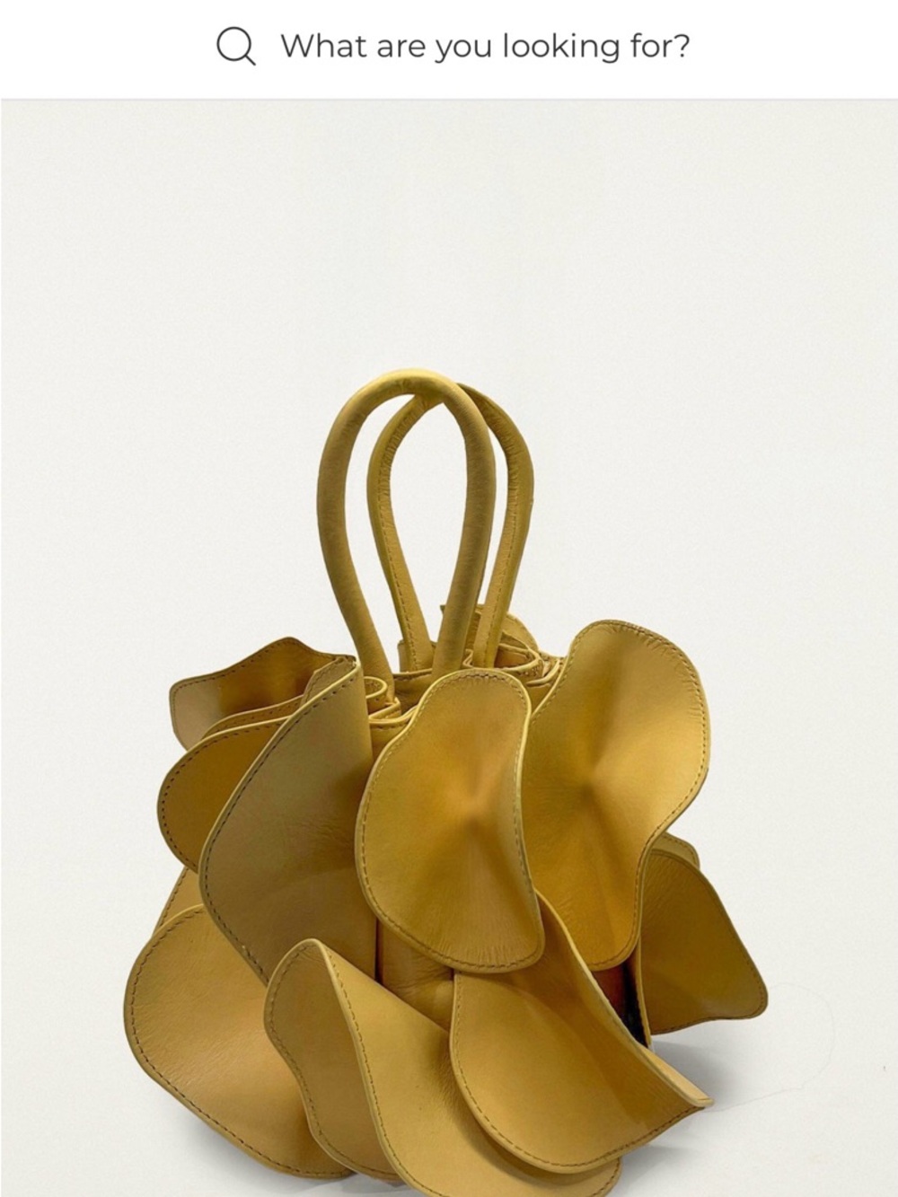 FARM Rio Italian Leather Sculptural Petal Satchel in Mustard Yellow